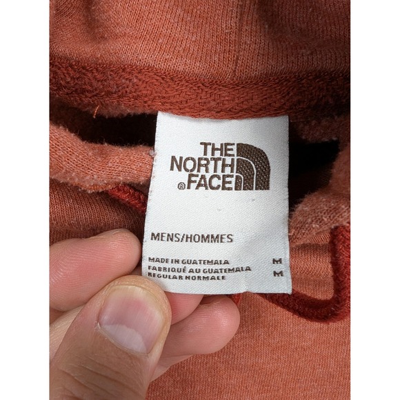 The North Face Hoodie Mens Medium Rust Orange Pullover Logo Fleece Sweatshirt - Picture 5 of 11
